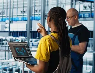 IT specialist team working on Industrial IT